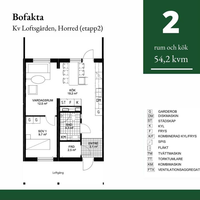 2 rum och kök 54,2 kvm